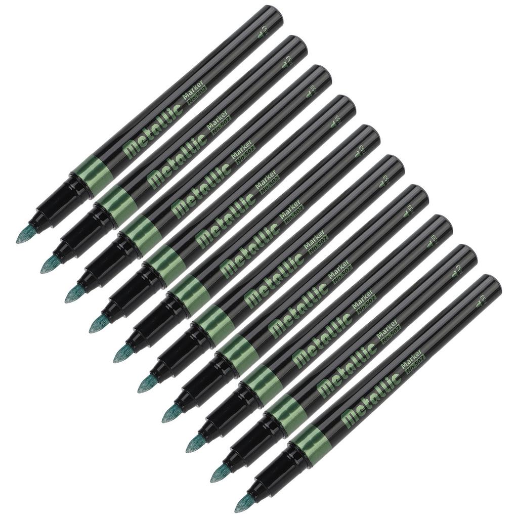 10PCS Metallic Marker Pens Emerald Marker Pens for Graffiti Wood Painted Ceramics Glass Fluid Spread Graffiti Marker Pen