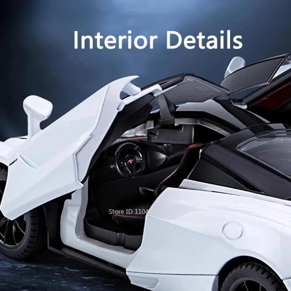 Scale 1:24 720S Senna Sports Car Toy Model Light Music Lift Tail Wing Simulation Supercar Doors Opened Models Collection Gifts