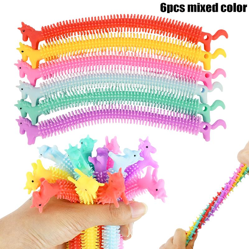 6/12Pcs Unicorn Elastic String Bracelets Sensory Fidget Toy Kids Birthday Party Favors Gift Goodie Bag Pinata Filler Anti-Stress