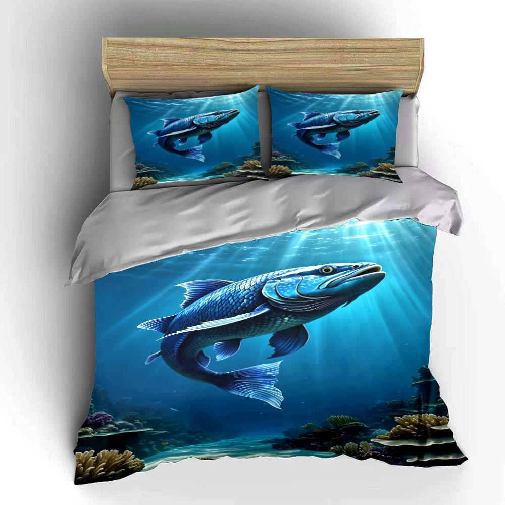 Underwater Marine Theme Decor Set Multiple Sizes Kid'S And Adults' Bedroom Exquisite 3Pc Bedding Set, Gift