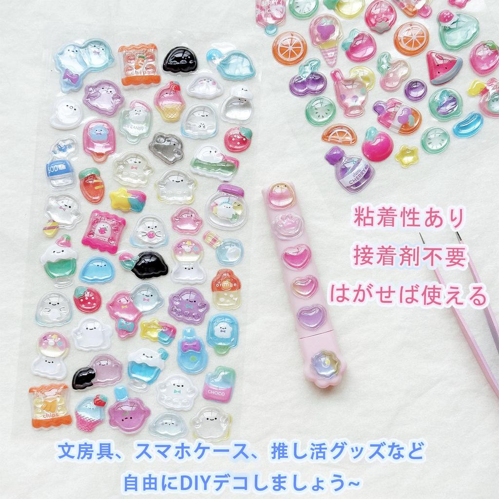 3D Transparent Decorative Stickers Glittery Decorations for DIY and Special Treats for Girls - Cute, Fans, Gifts, (Colorful/6 Pieces)