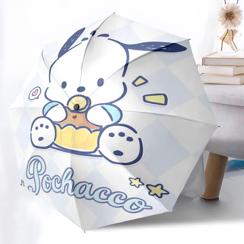 1pc Pochacco Fully Automatic Folding Portable Umbrella, 8 Iron Frames, Three-Fold Design, Suitable for All Seasons, Suitable for Outdoor Use.S058