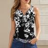 Women's Print Button Sleeveless Daily Fashion Basic V-Neck Regular Top