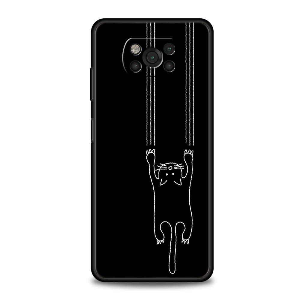 Black Cat Cartoon Cute Phone Case For For Xiaomi Poco X5 Pro X4 X3 NFC F5 Pro F4 F3 GT M5 M4 Pro 5G M3 C51 C50 C55 Soft Cover