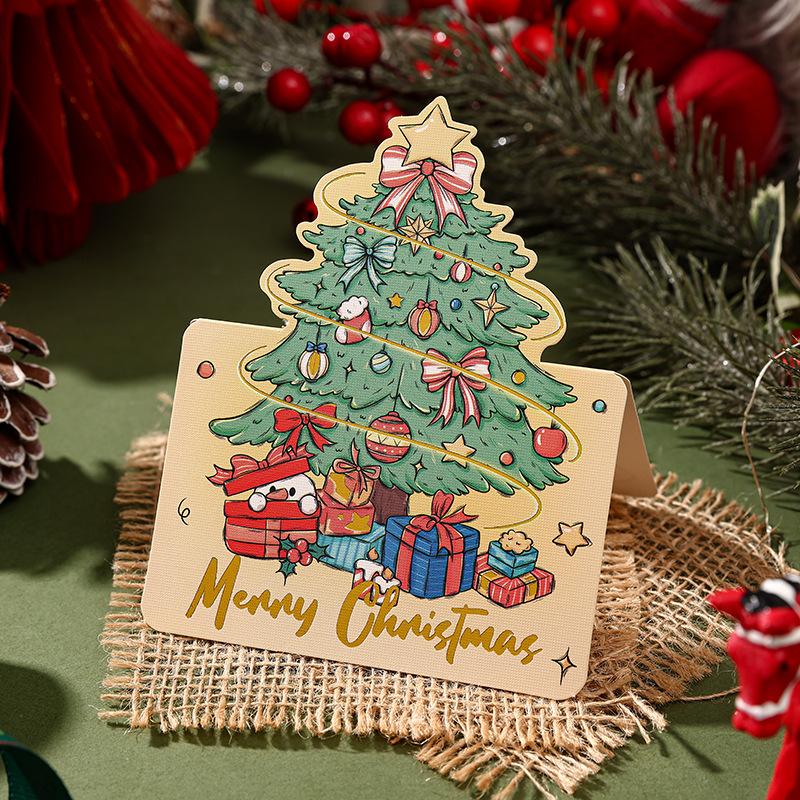 Weihnachten Weihnachtsbaum Bronzierte Grußkarte Florist Backgeschenke Kleine Karte Nachrichtenkarten
