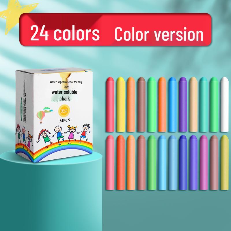 Large Dustless Erasable Chalk Set - Water-Soluble, Colored & White for Teachers & Kids