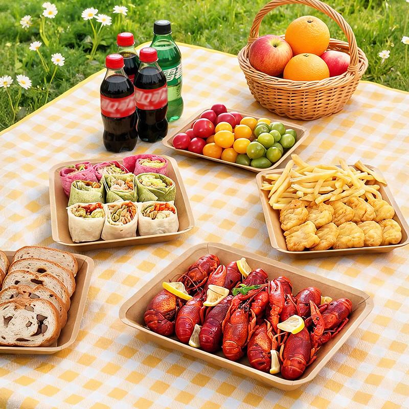 Rectangular Kraft Paper Disposable Plates