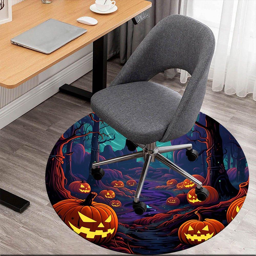 

Halloween Pumpkin Patch Moonlit Forest StickerRound Non-Slip chair mat chair carpet for office Rugs for Office Decor Gift For Valentine s Day Mother s 80cm by 80cm