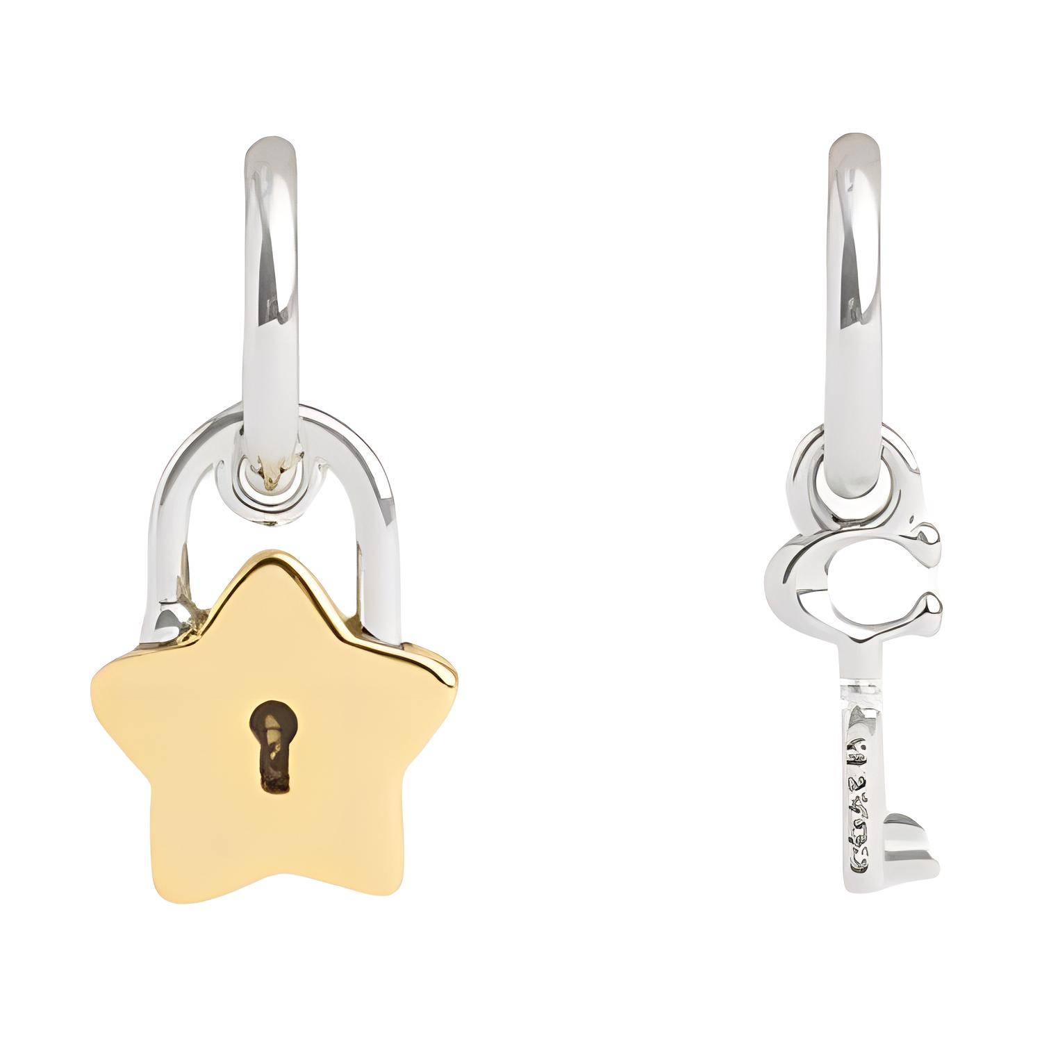 Coach Solid Color Design Square Zircon Earrings Unisex Earrings Silver CY096-A31 F,Silver
