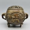 Copper Fu Lu Shou Indoor Incense Burner Antique Xuande Three-Legged Furnace Home Decoration Ornament