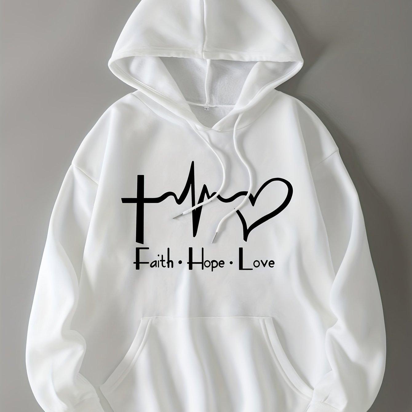 Толстовка с капюшоном Faith Hope And Love Letter повседневная спортивная толстовка с длинными рукавами и шнурком S белый 1487₽