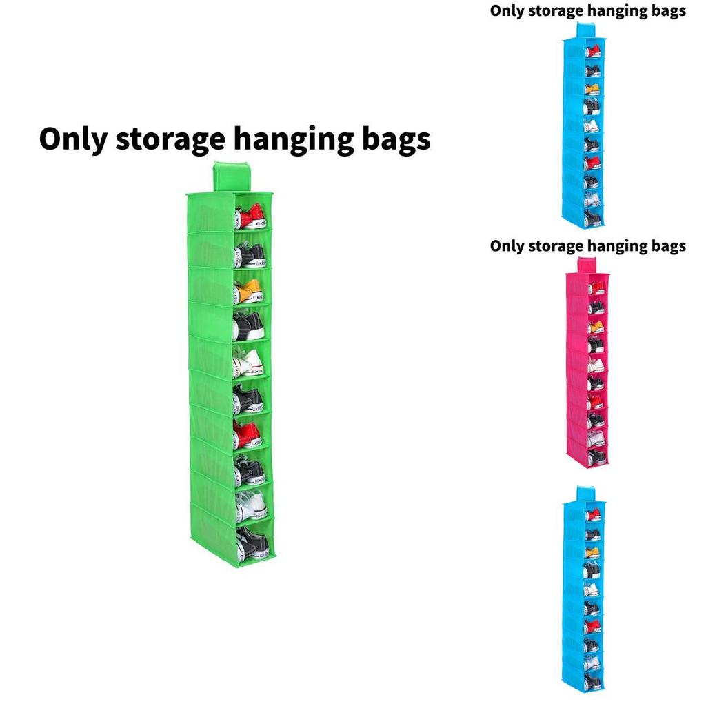 Crafted Nonwoven Fabric Storage Organizer With Ten Compartments For Wardrobe Use