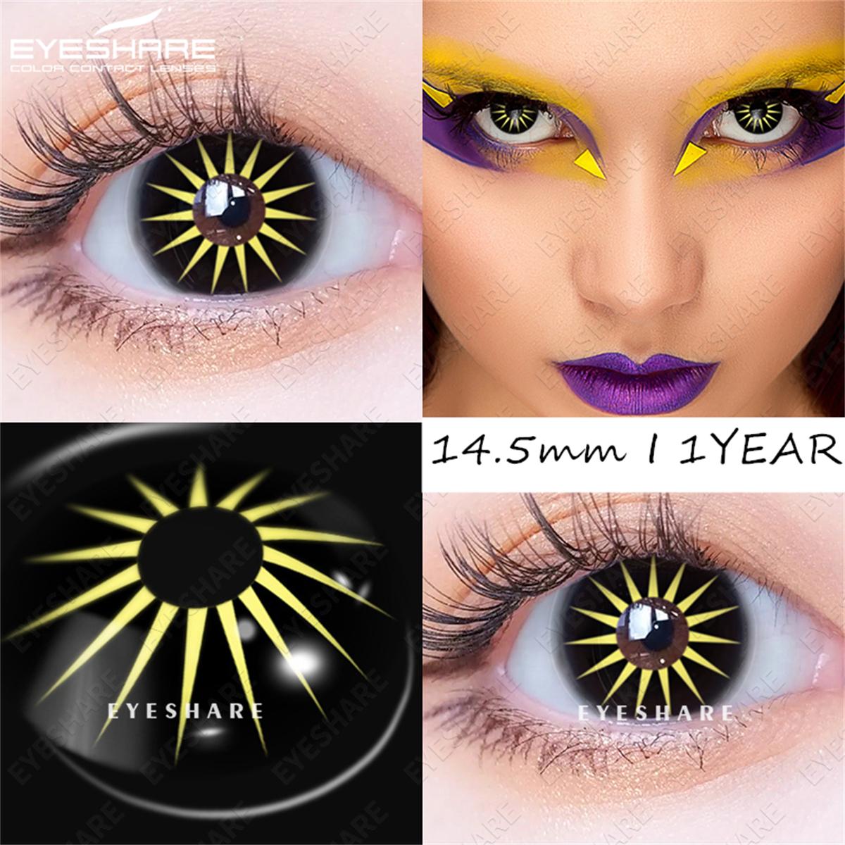 

Eyeshare 1 пара цветных контактных линз для глаз Аниме Косплей Цветные линзы Хэллоуин Сумасшедшие линзы Красота глаз Линзы для макияжа
