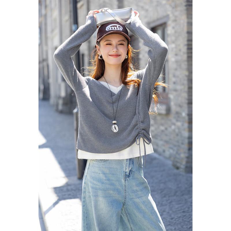 Mokana Women's Faux Two-Piece Long-Sleeve Knit Top