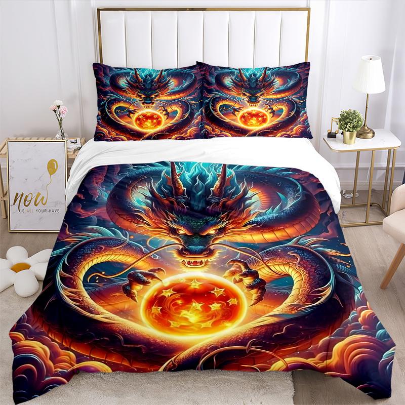 3pcs Dragon Heart Printed Bedding Set, Soft and Comfortable Quilt Cover for Bedroom, Guest Room