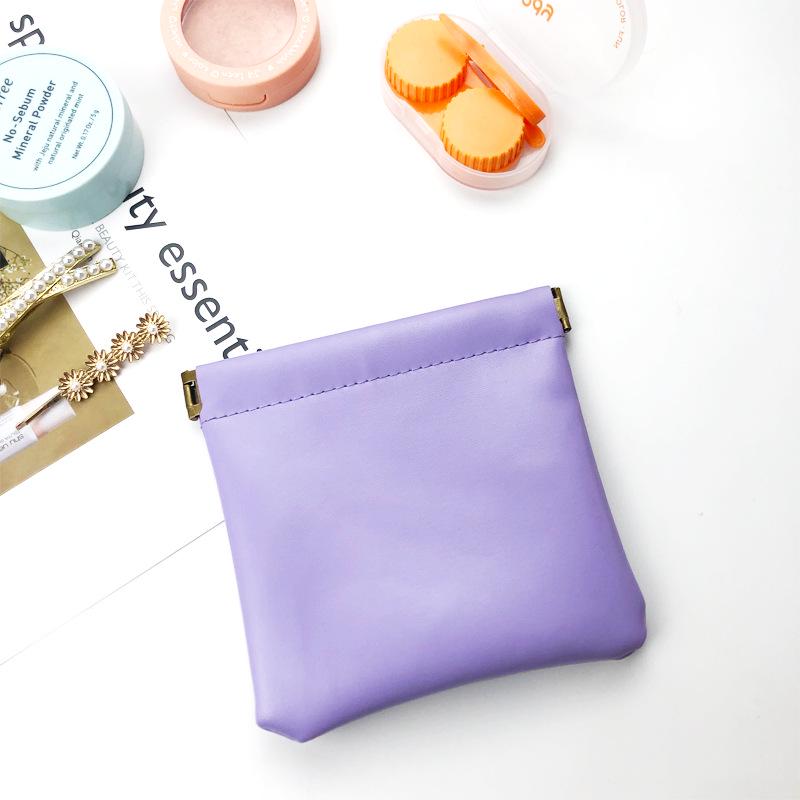 

PU Leather Snap Closure Sanitary Napkin & Lipstick Storage Pouch 8x10cm Small фиолетовый