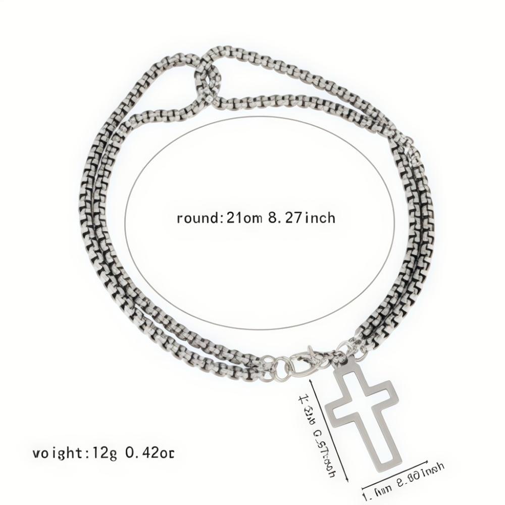 Men's Fashion Double Chain Cross Hollow Wrist Bracelets Lobster Claw Clasp Stainless Steel Bracelet Hip Hop Punk Party Jewelry
