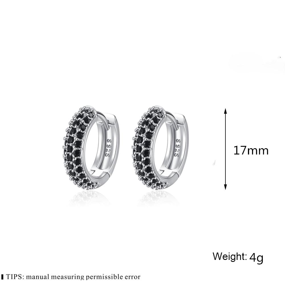 Black Awn New Classic Silver Color Round Trendy Spinel Engagement Hoop Earrings for Women Jewelry I181