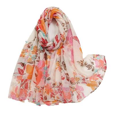 Large Boho Scarf for Women - Lightweight Floral Printed Scarves Spring Fashion Fringed Shawl Wraps