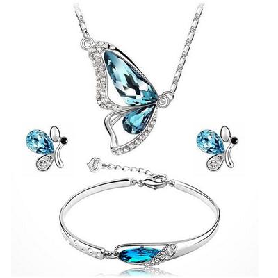 Butterfly Jewelry Sets Necklace + Earring+Bracelet  Set