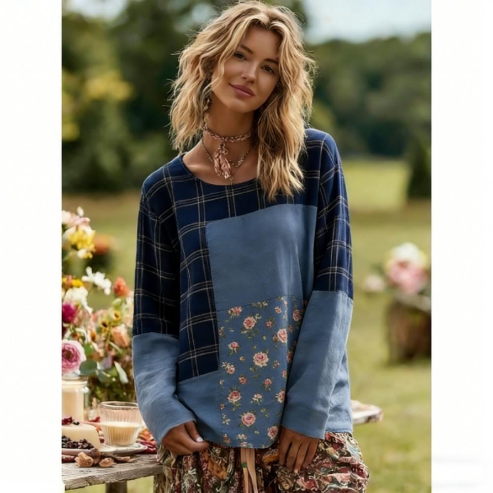 Spring Europe America Women's T-shirt Fashion Floral Print Pullover Comfortable Women Long Sleeve T-shirt Outdoor Casual Tees Top