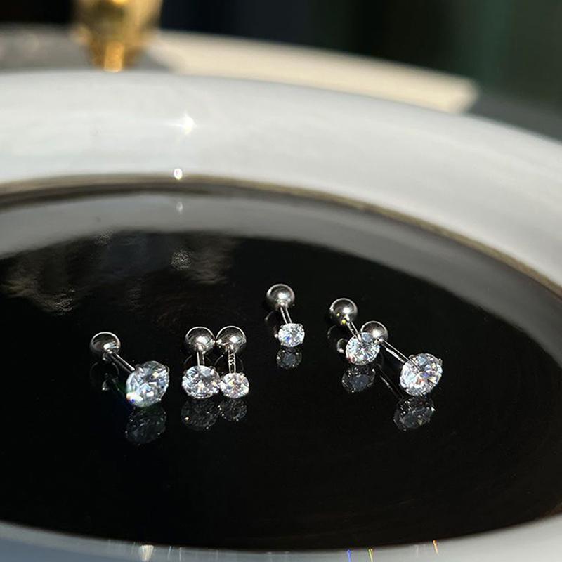 1Pair 3/4/5Mm Zircon Ear Studs Earrings For Women Stainless Steel Cartilage Helix Ear Bone Nail Piercing Ear Jewelry Gif