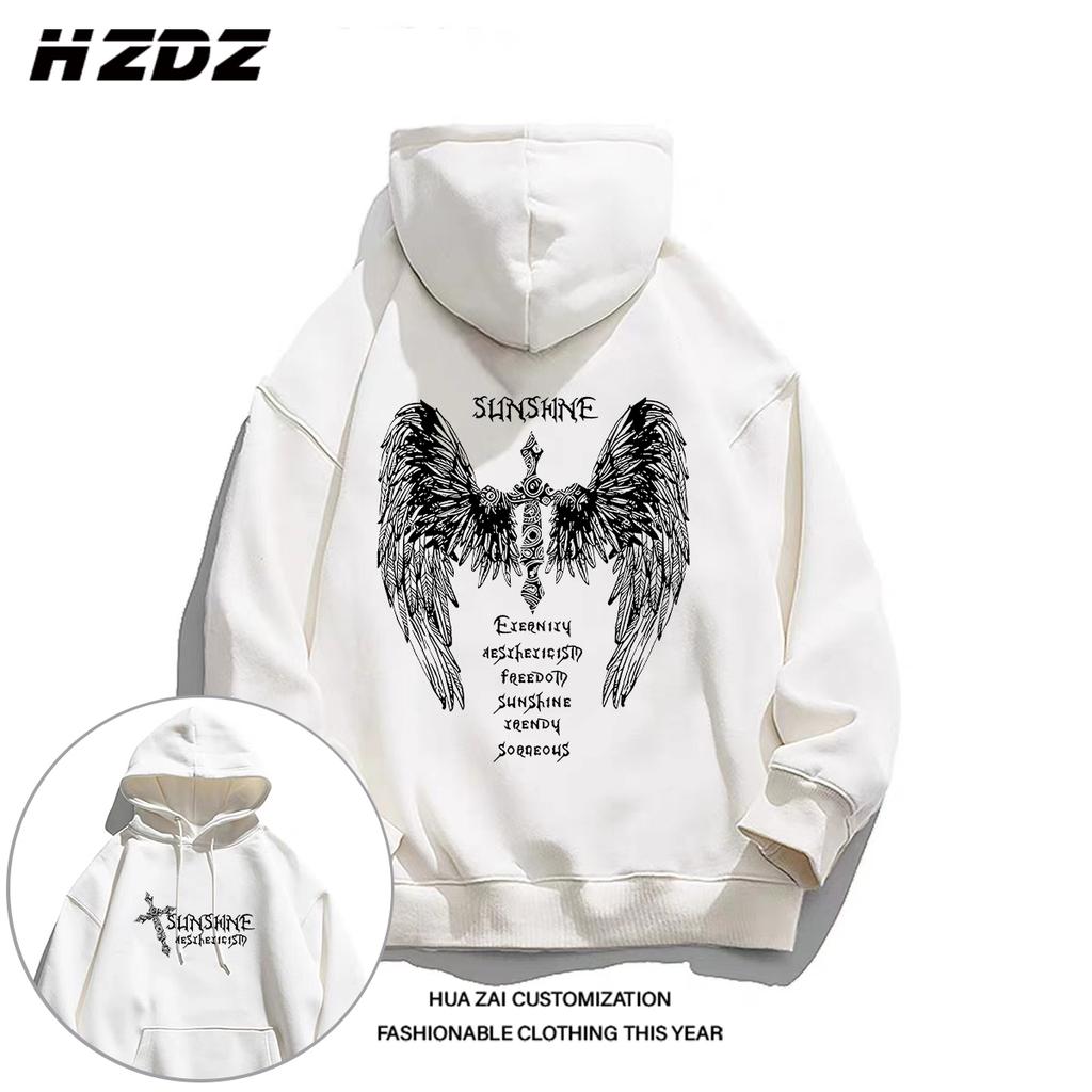 Autumn and winter men's hooded sweatshirt oversize niche high-quality printing street fashion casual sports long-sleeved pullove