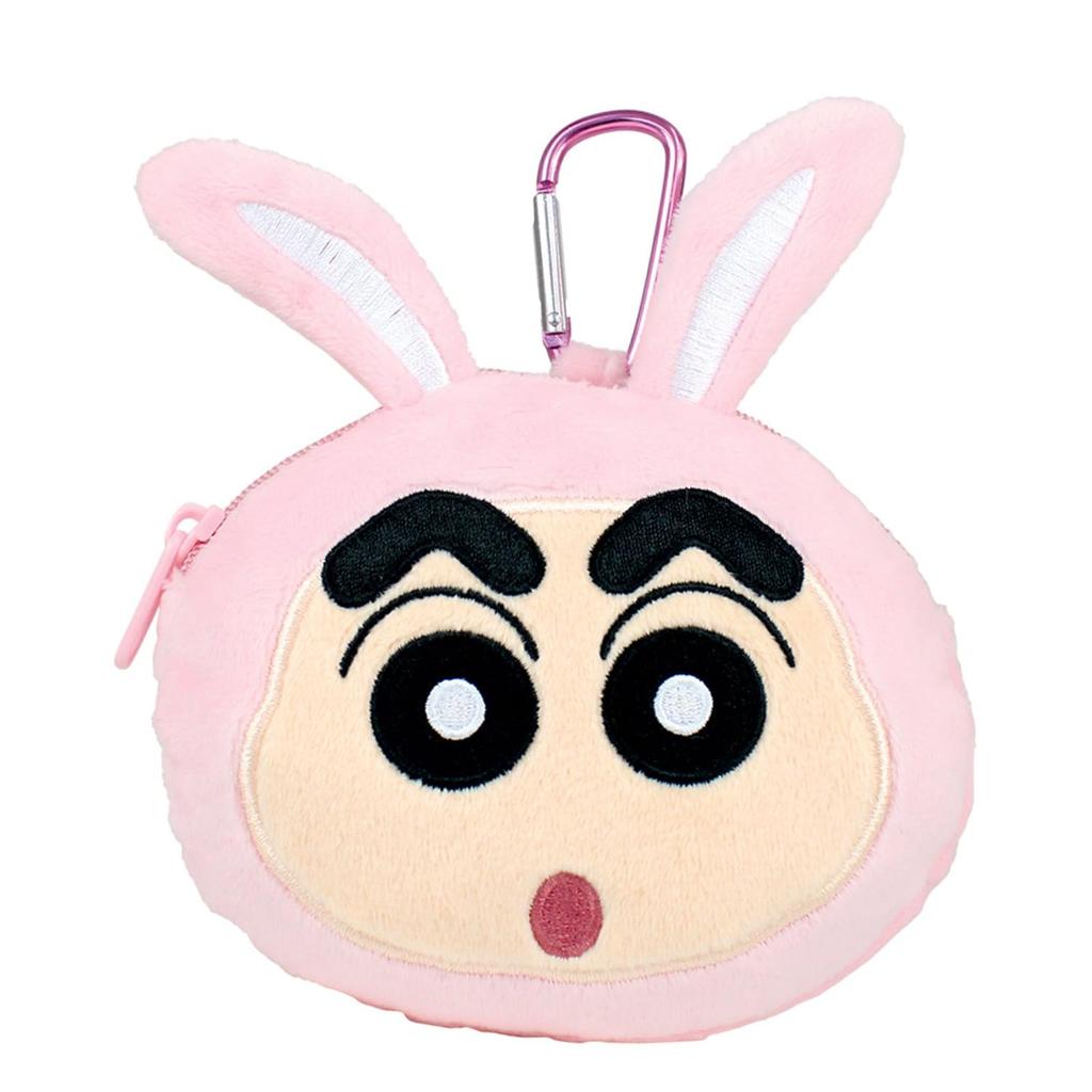 Tees Factory Crayon Shinnosuke Plush Zipper Mascot Pouch with Transforming H140 X W120 X D55mm Shin-chan Carabiner, Shin-chan/Rabbit, Size Approx.