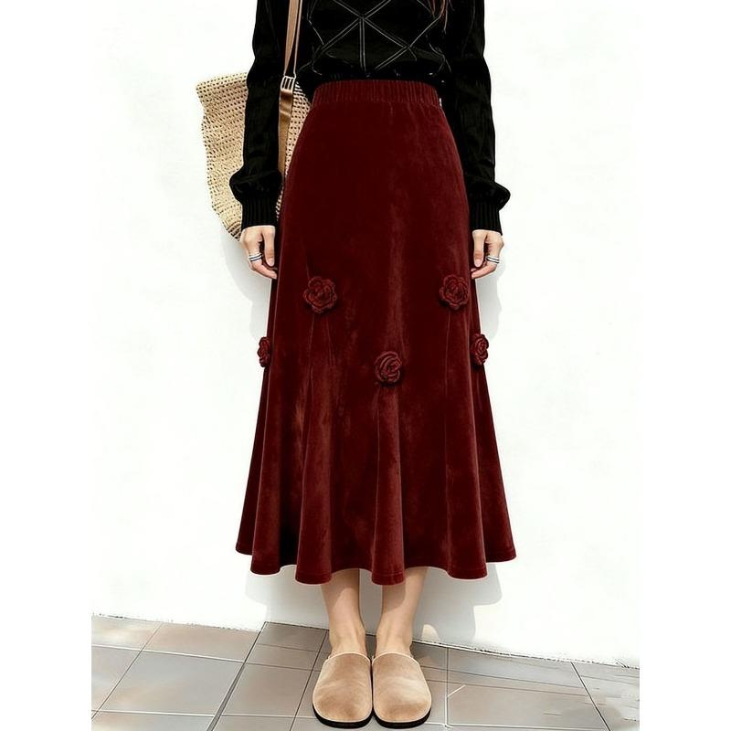 Half Skirt Women Cotton Casual Versatile Elastic Vintage Literary Classic Skirt Loose Comfortable Plaid Skirt