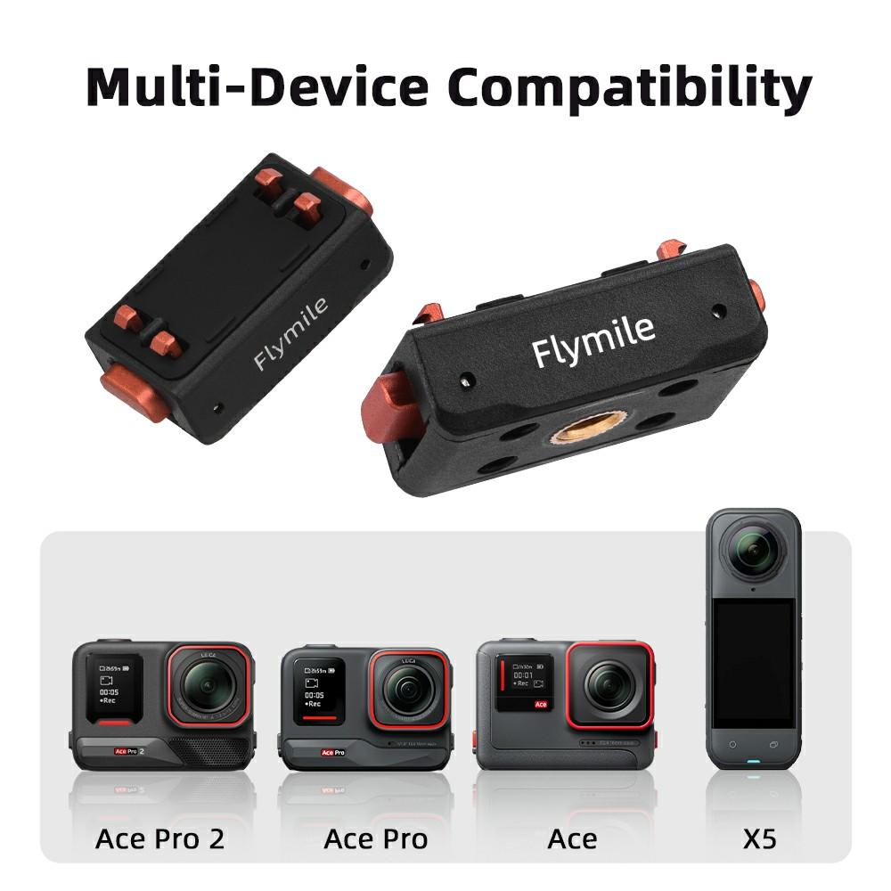 FLYMILE Quick Release 1/4 Base for Insta360 Ace Pro 2/Ace Pro/Ace/X5/X4/X3/X2 Magnetic Snap On Dual Locking System
