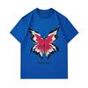 Men's 100% Cotton Crew Neck Short Sleeve T-Shirt, Stylish Abstract Red Butterfly Printed Casual Tees, ALEXANDRA Letter Pattern Soft Comfortable Daily