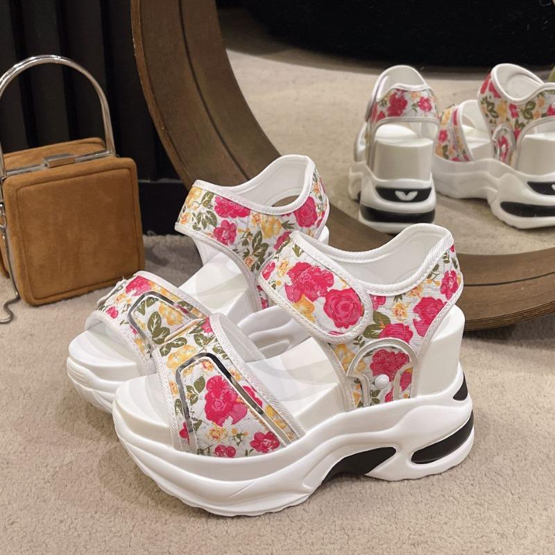 

New sandals muffin Velcro large size platform sandals colored super high heel women s shoes 42 красный