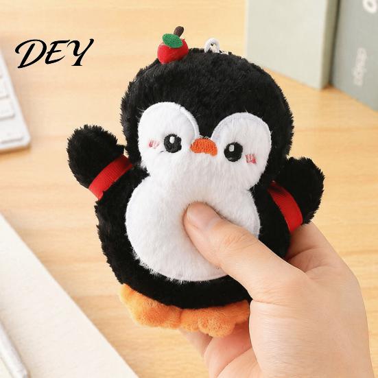 Penguin Plush Toy with Squeaker, Cartoon Keychain Plushie Pendant, Stuffed Animal Doll for Backpack Bag Charm Ornament