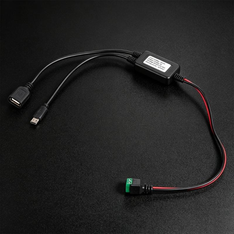 Modul konvertoru 12V/24V na 5V Napájecí adaptér Kabel 2pinový Bezsvařovací svorka k USB/Type C Step-down nabíjecí kabel