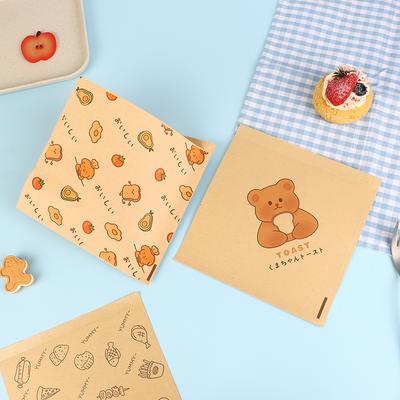50Pcs Cartoon Square Wax Paper Sandwiches Burgers Fries Fried Wrappers Bags Waxed Paper Food Packing Pouches Outdoor Tableware