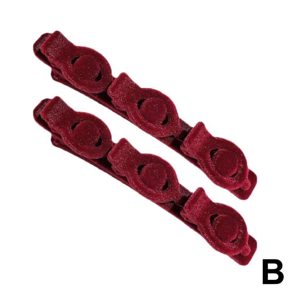 2Pcs/Set Elegant Velvet Barrettes Women Ponytail Hairpin Hair Clip Girls Black Red Ribbon Hair Clip Fashion Hair Accessories