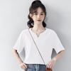 Summer Solid Color Casual Versatile Short Sleeve Women's Loose Style V-Neck T-shirt Commuter Top Fashion Women's Wear