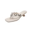 Fashion Summer Fashion Sequin Stiletto Sandals Women's Outside Square Toe Shallow Mouth Soft Sole Flip Flops Versatile Plus Size