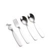 304 Stainless Steel Kids' Cutlery Set: Short-Handled Fork, Soup Spoon, Dessert Spoon, and Baby Spoon with Custom Logo Option.