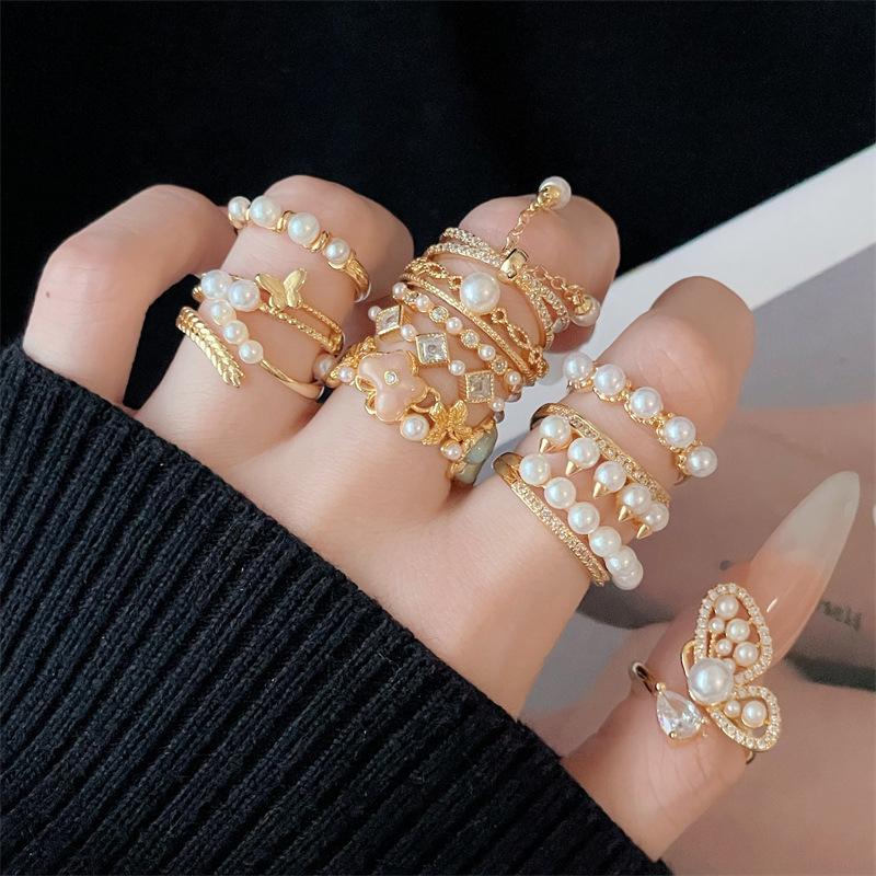 Medieval Gold High-End Sense Elegant Fashion Open Ring Cold Wind Light Luxury Geometric Index Finger Ring Female