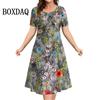 3d Plant Flower Print Women's Dress 2026 Summer Short-sleeved Clothing Casual Loose Retro Dress