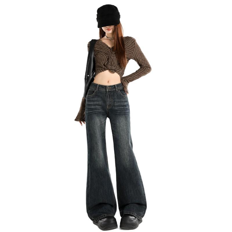 Women's Blue Retro High-Waist Slim Fit Flare Jeans