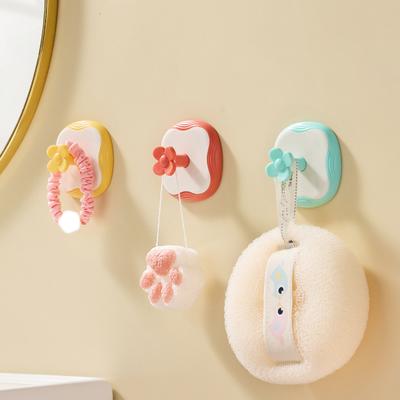 3Pcs Flower Adhesive Hooks Waterproof Bathroom Towel Hook Cute Wall Hook for Kitchen Utensils Bedroom Clothes Entryway Keys Storage