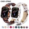 Resin Case+Strap for Apple Watch Series 9 41mm 45mm Band 38 40mm Cover Woman Bracelet for iWatch 8 7 6 SE 5 4 42 Mm 44mm Correa