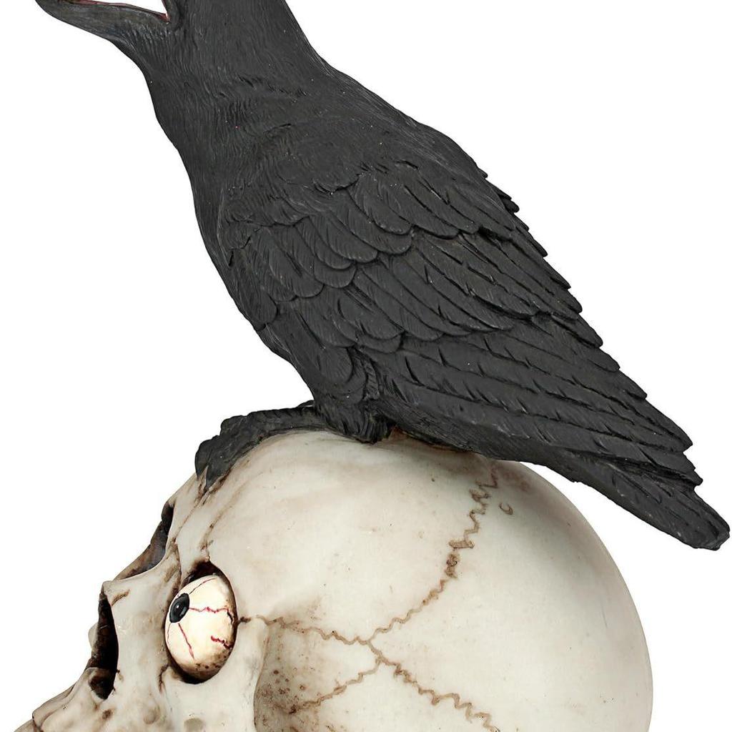 Halloween Crow Skull Glass Ornament for Yard Decor