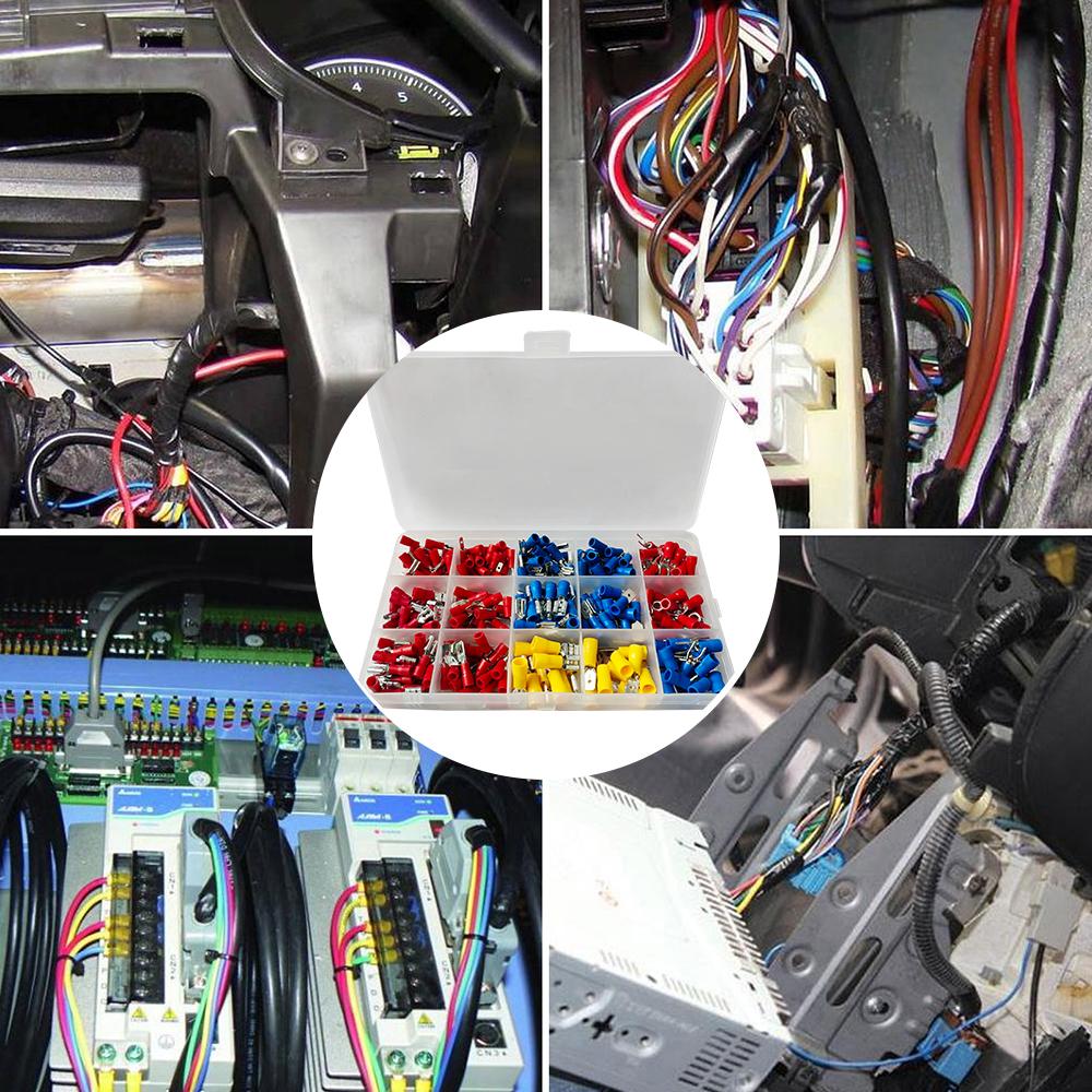 280PCS  Insulated Wire Electrical Connectors Ring Folk Spade Butt Splices for Marine Car Wires Scientific Projects