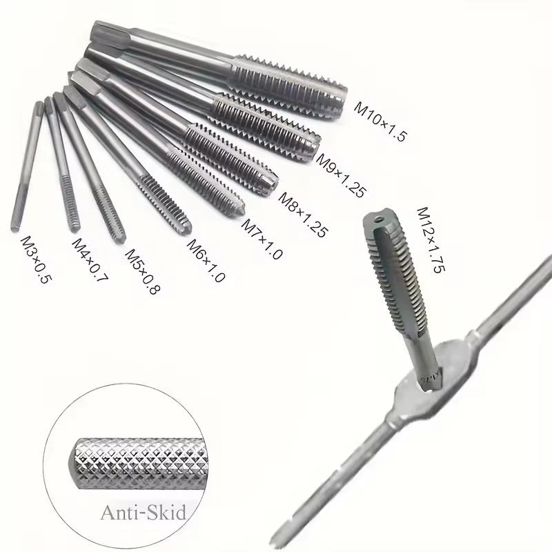 Multifunction Tap and Die Set 20Pcs M3-M12 Metric Screw Thread Plugs Hand Screw Taps Straight Taper Tapping and Thread Tools
