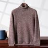 Men's High Neck Cashmere Sweater - Double Ply, Thick, Solid Color Knitwear for Autumn/Winter.