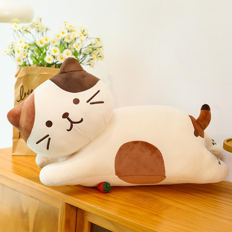 Plush Calico Cat Pillow With Soft Pp Cotton Filling For Kids And Adults