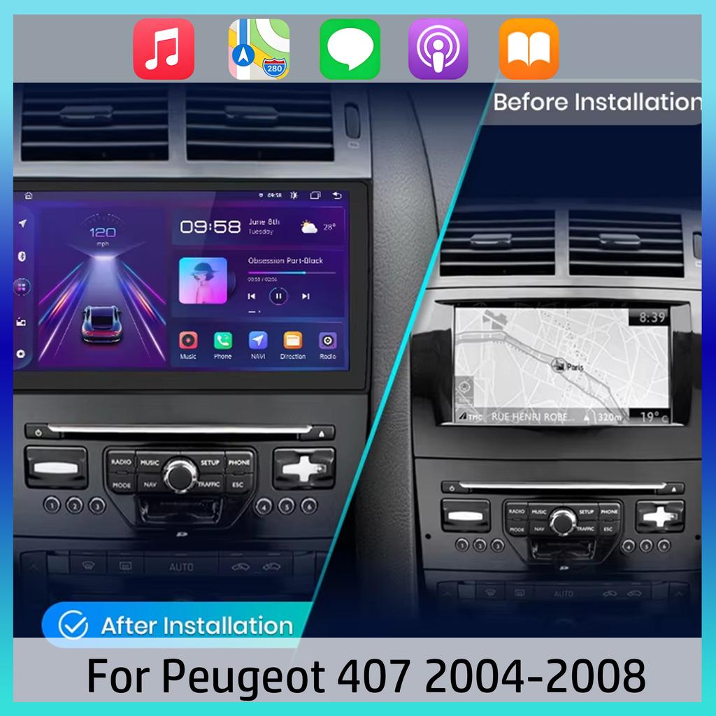 Wireless CarPlay Android Auto Radio For Peugeot 407 2004-2011 360 Camera Car Intelligent Systems RDS DSP 2din autoradio